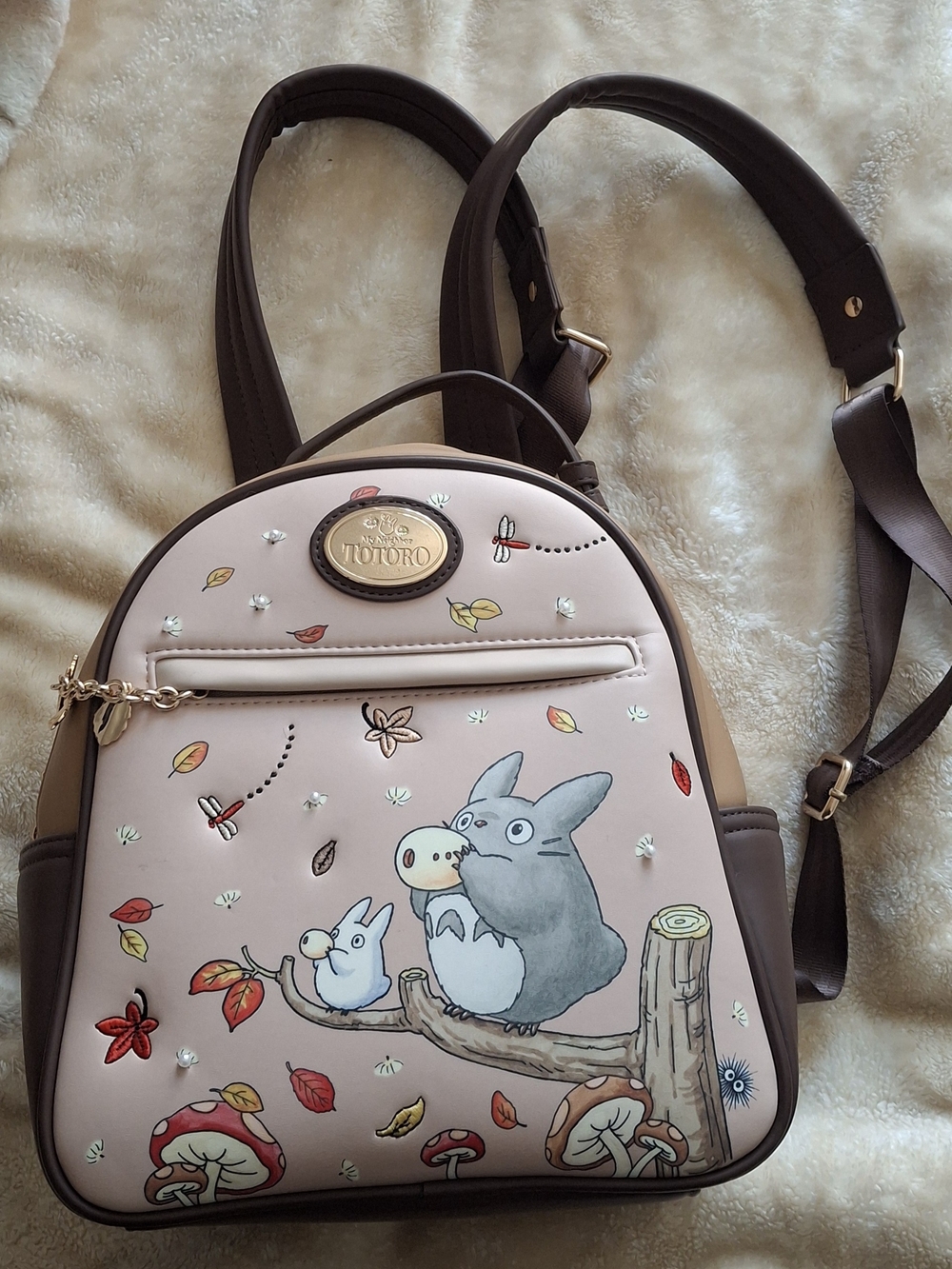 Loungefly Pink & Brown Totoro Autumn Mini Backpack